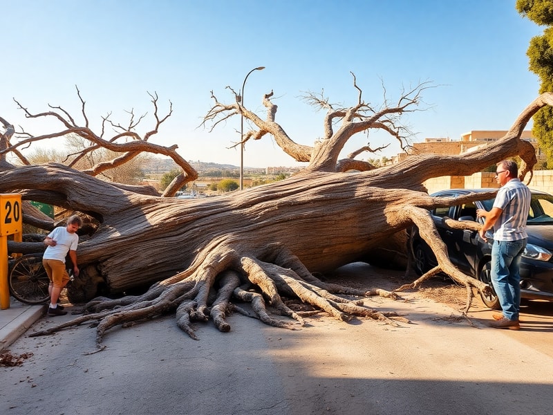 Malta Lucky escape for two drivers as large tree collapses on Attard road