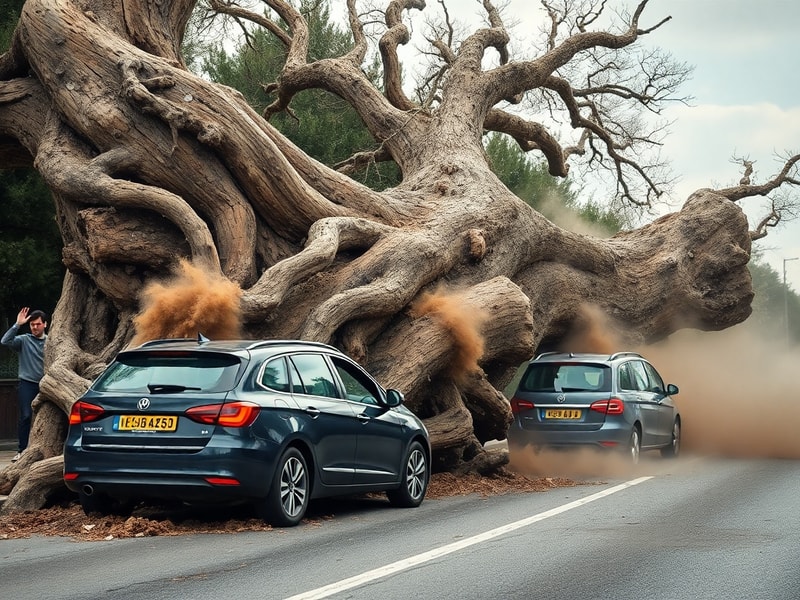 Malta Lucky escape for two drivers as large tree collapses on Attard road