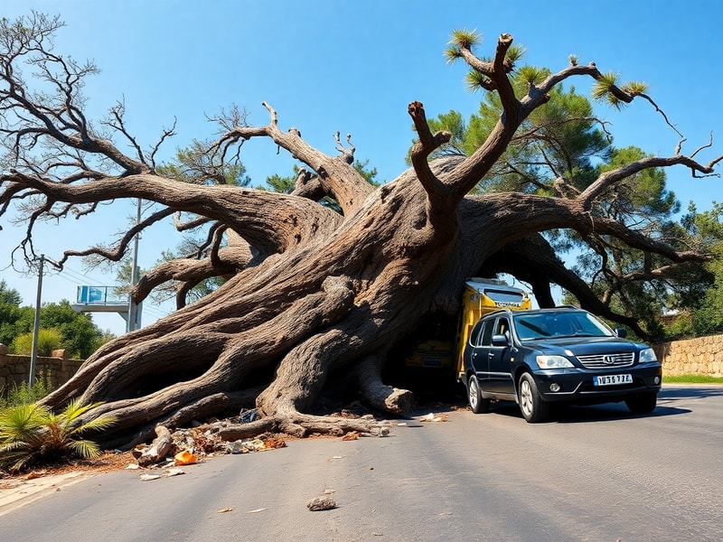 Malta Lucky escape for two drivers as large tree collapses on Attard road