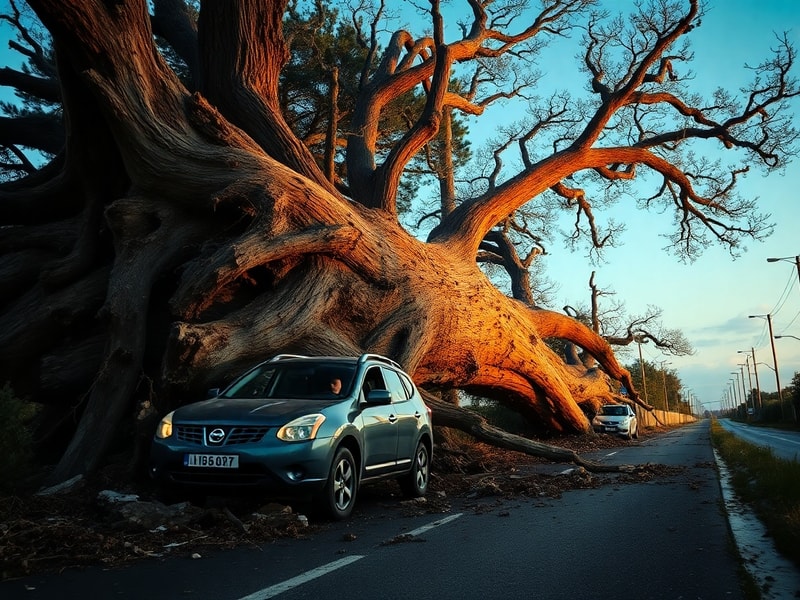 Malta Lucky escape for two drivers as large tree collapses on Attard road