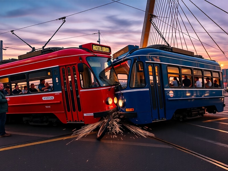 Malta Trams collide on iconic Rotterdam bridge, 15 hurt